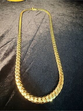 Miami Cuban 26in 9MM 14K Stamped Gold Premium Finish Necklace W/Box Lock